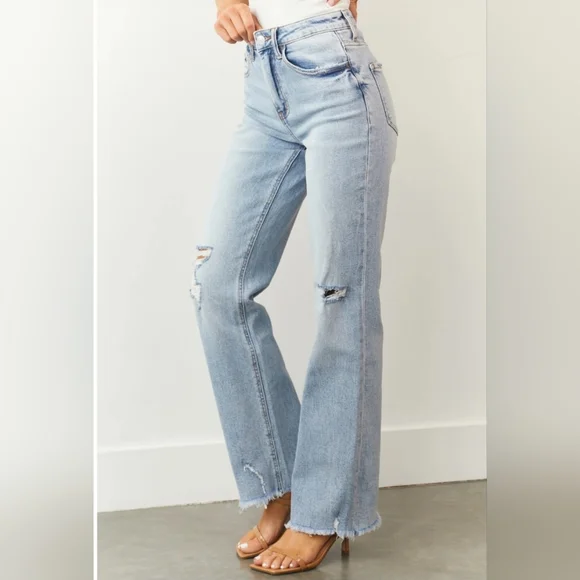 Vervet 90's Vintage Straight Wide Leg Light Wash Jeans Plus 14 16 18 20 - Picture 4 of 15